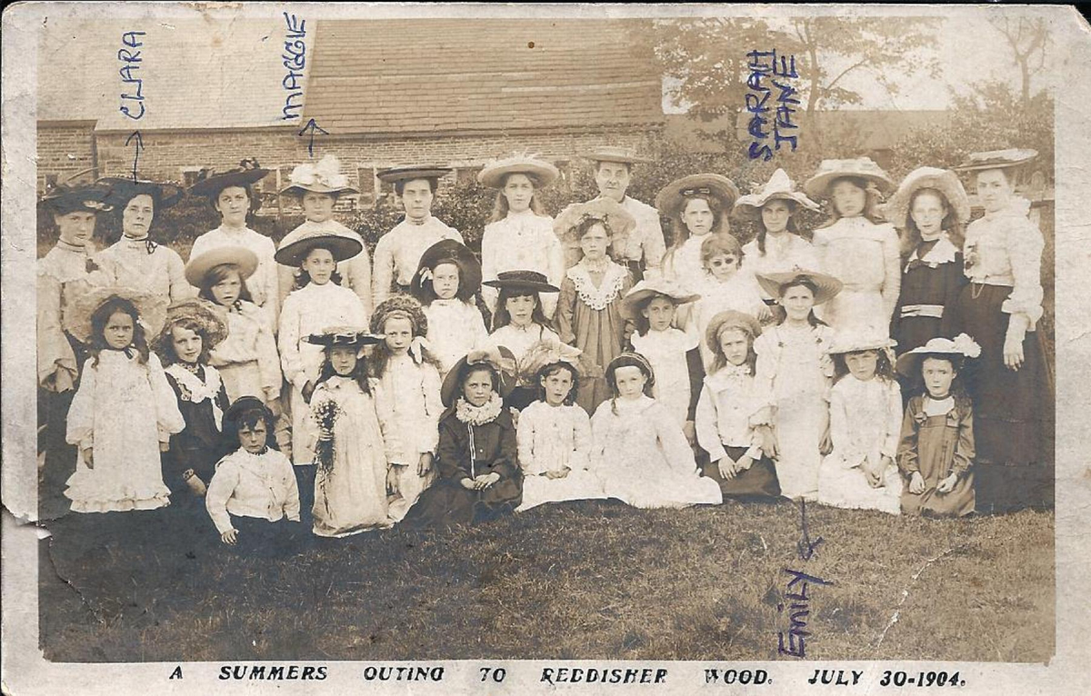 Summer outing to Reddisher Woods - Pictured with the cup.Fred Bentley 2nd left. (married to Ernest Hutchinson's aunt Susie Nutter) 
14 - Leisure - 04 - Events
Keywords: Bury-Archive