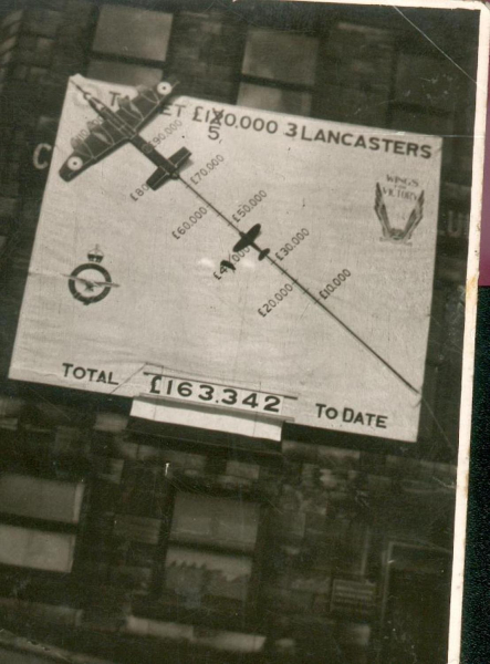 National Savings Week, WW2.  Front of Civic Hall... ..showing target to purchase 3 Lancaster bombers. 
15 - War - 02 - World War 2
Keywords: Bury-Archive