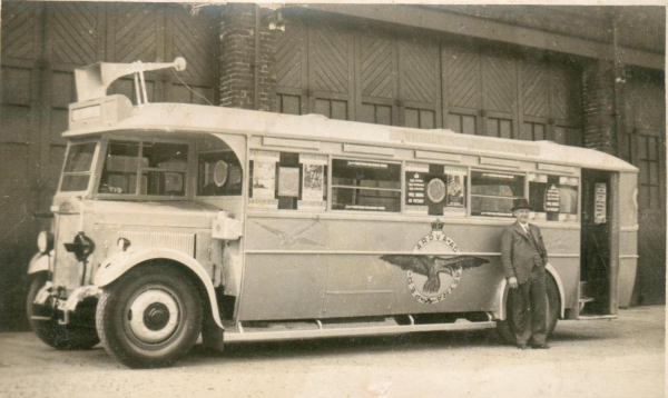 11 of of bus used in War Wings Week Ram WW2 26/4-3/5 1941 Bus used as selling point. Single man on pics is Mr. Holt leader of Ram council.  WWW 26/4 - 3/5 1941
15 - War - 02 - World War 2
Keywords: Bury-Archive