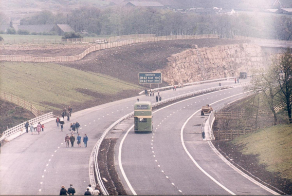 3 of pedestrians & mounted police on bypass of M66 prior opening. Official opening of M66 to Rawtenstall Summer 1978 
16 - Transport - 01 - Car and Roads
Keywords: Bury-Archive