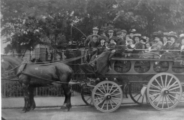 Rented 4-wheeler [teens of c20] 6d a day used to rent ... ..such a vehicle for day trips. [This may have been owned by Duckworths - not sure] 
16 - Transport - 02 - Trams and Buses
Keywords: Bury-Archive