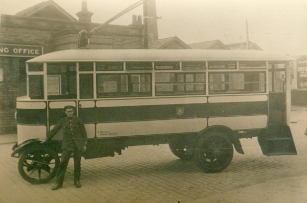 Trolley bus outside Ram Station, n.d. 
16 - Transport - 02 - Trams and Buses
Keywords: Bury-Archive
