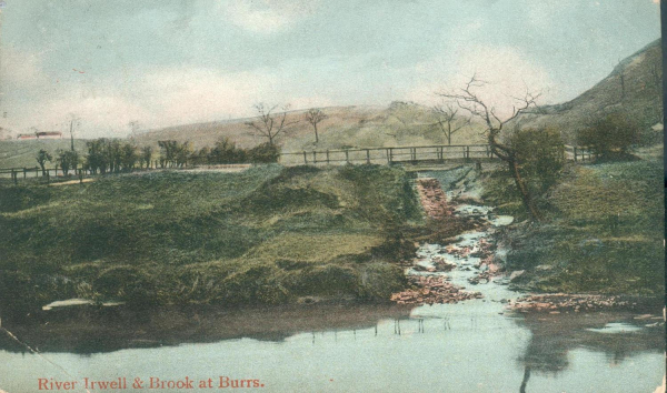 River Irwell & brook at Burrs. Posted 12/9/1906 Summerseat 
18 - Agriculture and the Natural Environment - 03 - Topography
Keywords: Bury-Archive