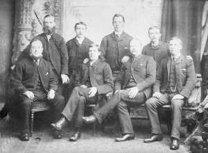 St.Pauls Church Change ringers. First peal 1889,  Photo taken 24th sept 1889, Members named on studio photo.
06-Religion-01-Church Buildings-001-Church of England  - St. Paul, Bridge Street, Ramsbottom
Keywords: 1945