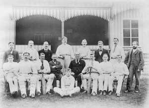 Ramsbottom Tradesmen Cricket team outside the pavillion. Played on Wednesdays 'half day closing' 1896
14-Leisure-02-Sport and Games-006-Cricket
Keywords: 1945