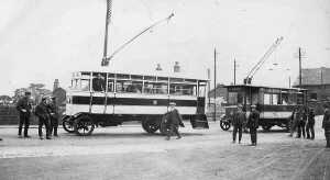 2 trolley buses pre 1922 at Holcombe Brook Area Ramsbottom one earlier 1,2 0r 3. Front one later , possibly 7 
16-Transport-02-Trams and Buses-000-General
Keywords: 1945