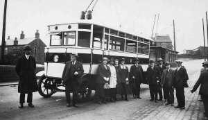 2 trolley buses pre 1922 at Holcombe Brook.  Rear one earlier 1,2 0r 3. Front one later , possibly 7 
16-Transport-02-Trams and Buses-000-General
Keywords: 1945