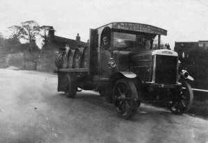 1925/1930  3 pics of lorry owned by Fred Stringfellow, carrier from Shuttleworth. It has solid tyres, & oil lamps.  Back contains drums used by Kay's Soap works. 
17-Buildings and the Urban Environment-05-Street Scenes-006-Carr Street and Tanners area
Keywords: 0