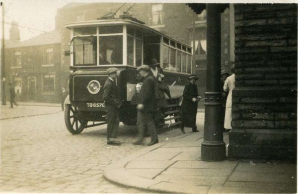 Fleet No: 2- Registration No: TB 8570 - Chassis: Railless Electric Traction - Chassis No: 0 - Body:Milnes Voss - Seating: B28R - Introduced:  B28R - Withdrawn: 1913 - Location: Edenfield - Comments: ? Other Info: (RHS Archive Ref: 1550 - 1 of 3)
16-Transport-02-Trams and Buses-000-General
Keywords: 0
