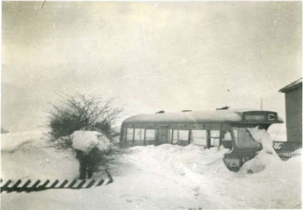 Fleet No: 13- Registration No: ATD 136 - Chassis: Leyland LT7 - Chassis No: 7652 - Body:Roe - Seating: B36R - Introduced:  B36R - Withdrawn: 1935 - Location: Snowbound in Edenfield - probably 1948 - Comments: 1950 Other Info: (RHS Archive Ref: 1547 - 1 of
16-Transport-02-Trams and Buses-000-General
Keywords: 0