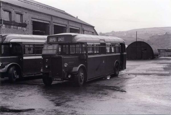 Fleet No: 7- Registration No: ETD 53 - Chassis: Leyland TS8 - Chassis No: 303375 - Body:Roe - Seating: B36R - Introduced:  B36R - Withdrawn: 1939 - Location: Ramsbottom Bus Depot (alongside No. 16, GTC 975) - Comments: 1960 Other Info: 
16-Transport-02-Trams and Buses-000-General
Keywords: 0