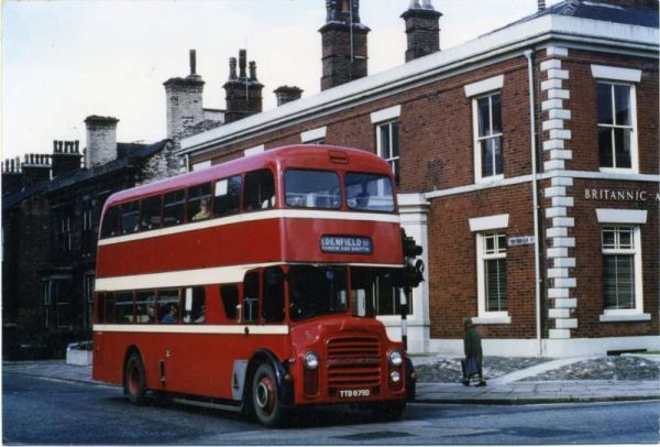 Fleet No: 5- Registration No: TTB 879D - Chassis: Leyland PD3A/1 - Chassis No: L44505 - Body:East Lancs. - Seating: H41/32F - Introduced:  H41/32F - Withdrawn: 1966 - Location: Tenterden Street/Manchester Road junction, Bury - Comments: Withdrawn 1980 Oth
16-Transport-02-Trams and Buses-000-General
Keywords: 0