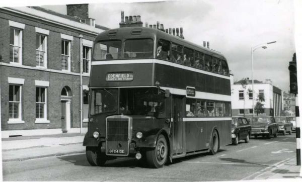 Fleet No: 6- Registration No: DTC 415E - Chassis: Leyland PD3/4 - Chassis No: 701219 - Body:East Lancs. - Seating: H41/32F - Introduced:  H41/32F - Withdrawn: 1967 - Location: Manchester Road/Tenterden Street junction, Bury - Comments: Withdrawn 1980 Othe
16-Transport-02-Trams and Buses-000-General
Keywords: 0