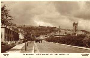 St Andrew's Church, Nuttall Lane, Openshaw, Shaw and co. Bury, Ale and Stout Bottlers.Van / lorry, 1950s
06-Religion-01-Church Buildings-002-Church of England  -  St. Andrew, Bolton Street, Ramsbottom
Keywords: 1985