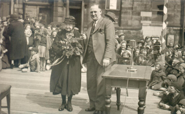 War Weapons Week  April 26th to May 3rd 1941 - Miss Mary Foley with the President Councillor W Holden - 5th Day Industrial   Day
15 - War - 02 - World War 2
Keywords: Bury-Archive
